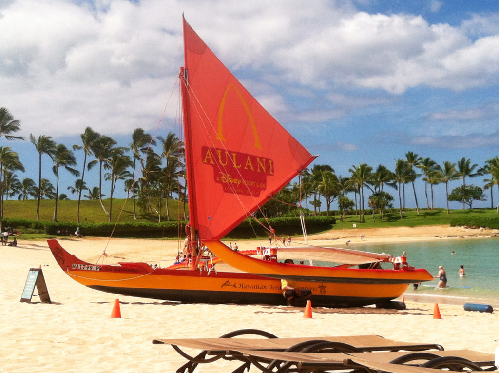 Aulani, a Disney Resort and Spa Boat on the Beach